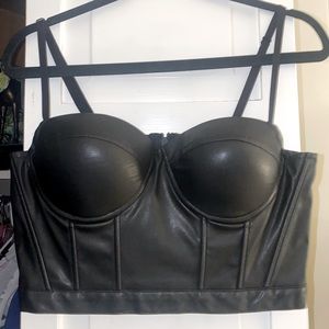 Leather Corset Crop Top